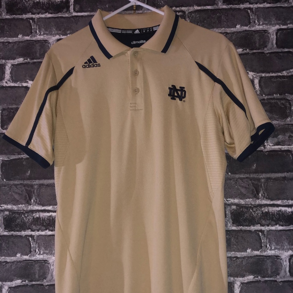 Notre Dame Adidas Men Golf Polo Shirt - Gold